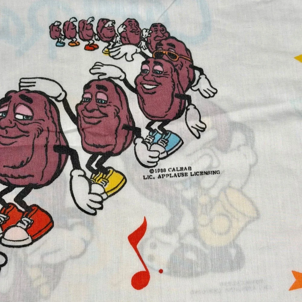 Vintage 1988 California Raisins Pillowcase 80s Cartoon Band Dancing Characters